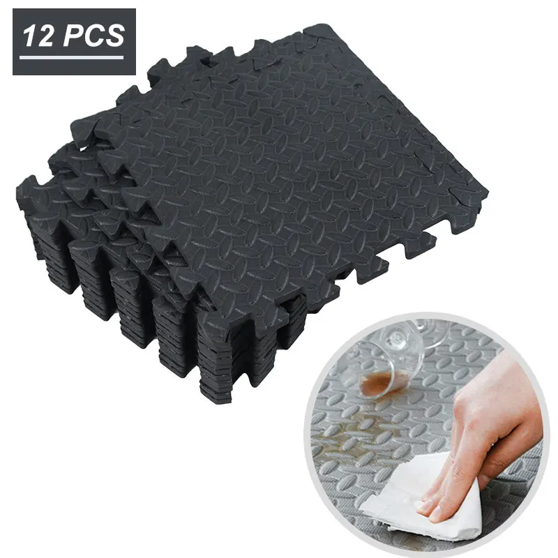 

12PCS 30*30cm EVA Leaf Grain Floor Sport Protection Gym Mat Non-Slip Soft Foam Splicing Rugs Thicken Shock Room Workout Yoga Mat