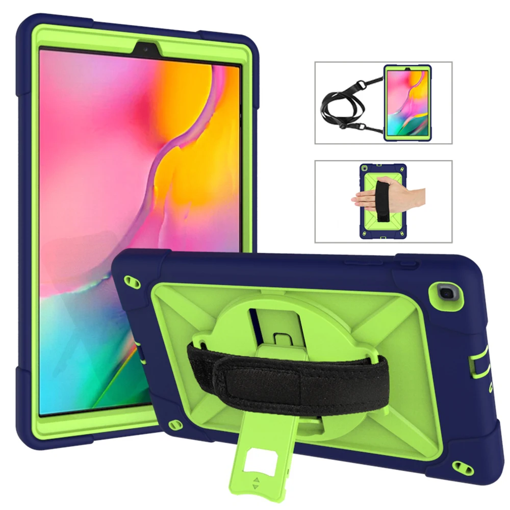 as photo Tab A 10,1 T510 чехол 360 Вращающаяся подставка/рука+ шейный ремешок для samsung Tab A 10,1 SM-T510/T515 сверхпрочный ударопрочный - Цвет: as photo