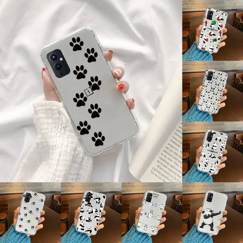 

Cute Cartoon panda Phone Case Transparent For OnePlus MEIZU MEITU M 7 8 9 16 17 T PRO XS moible bag