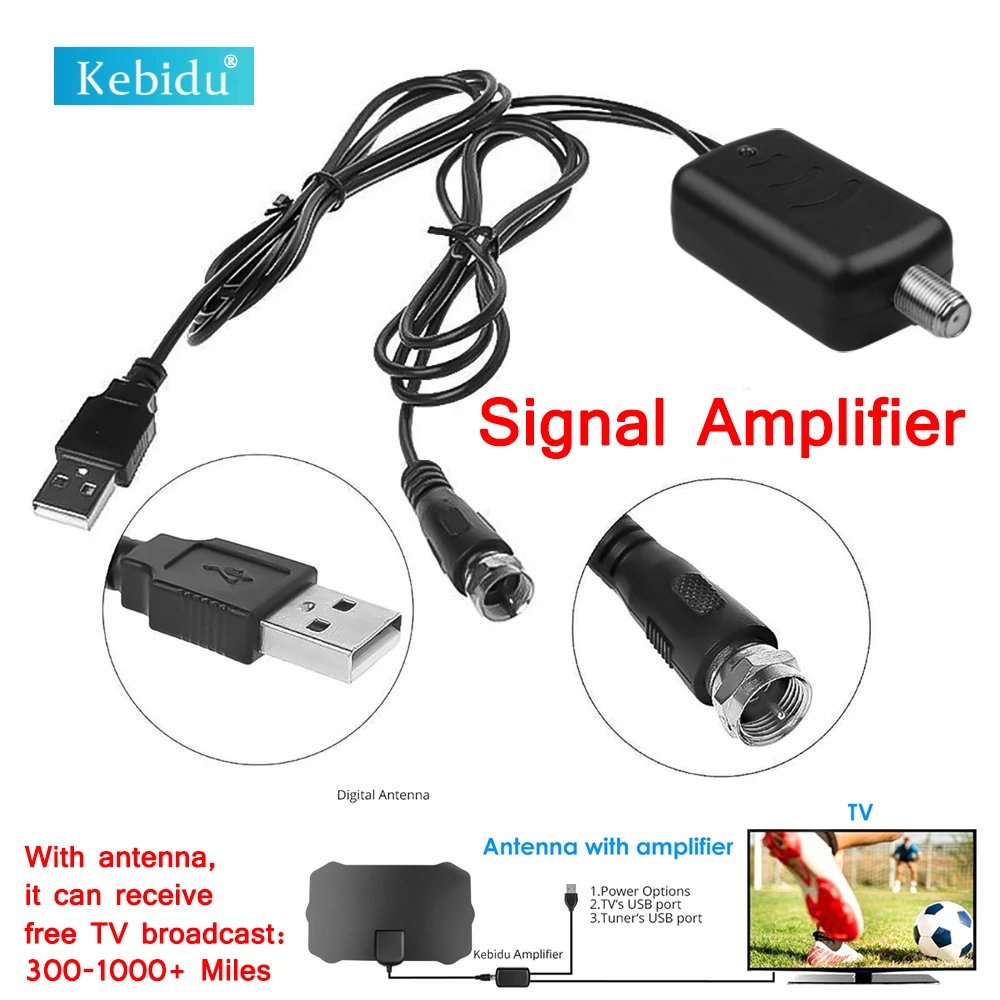 

Kebidumei 1080P HDTV TV Antenna Amplifier Signal DVB-T2 TV Antenna Booster Adapter Low Noise Digital HDTV Signal Amplifier