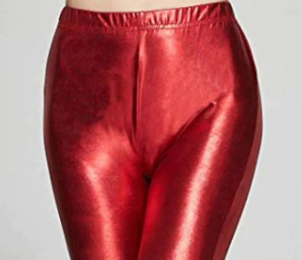 Женские Блестящие Брюки клеш с металлическим блеском брюки высокой талией и