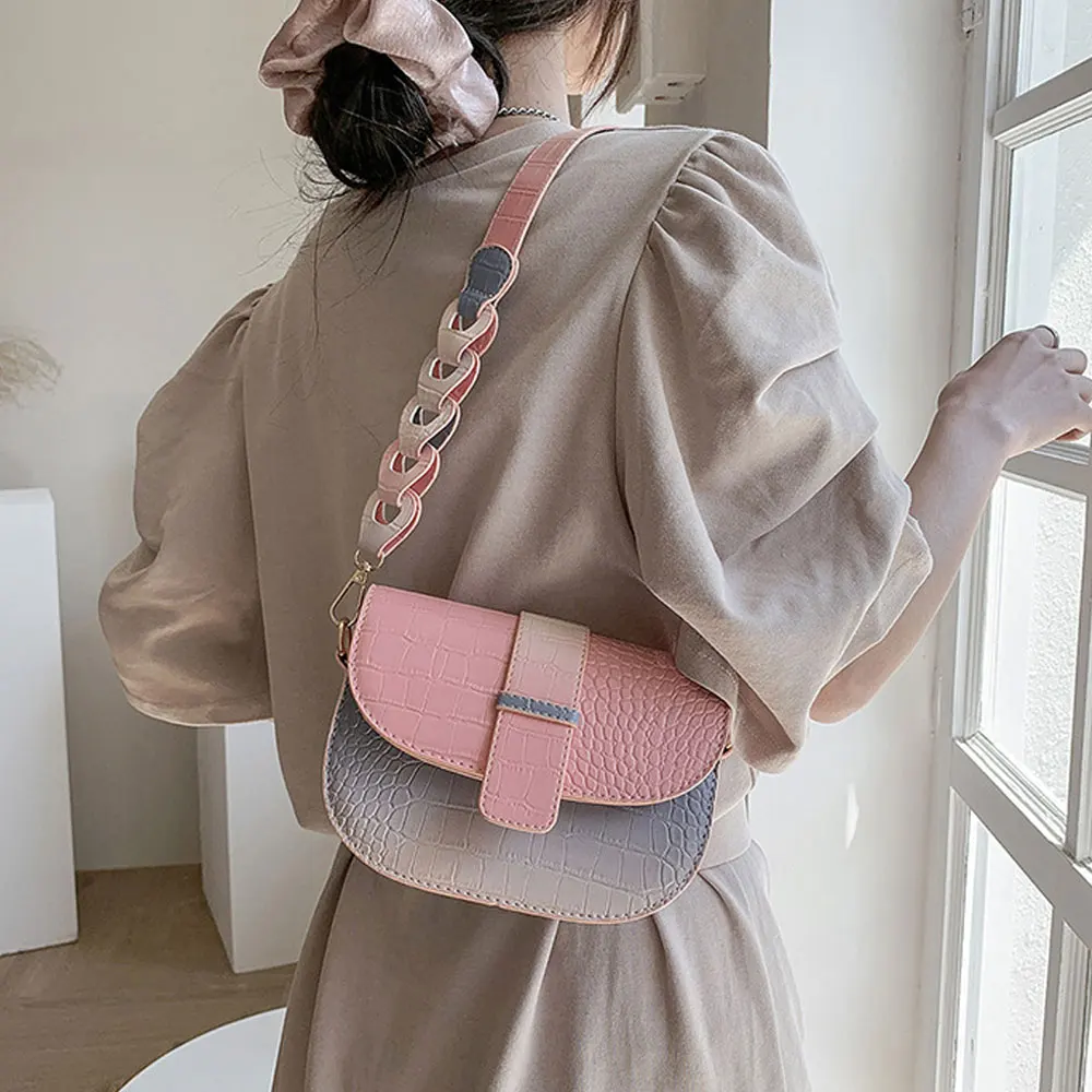 

2021 Luxury Brand Crocodile Semicircle Saddle Bags Leather Handbags Bags Designer Ladies Shoulder Bags Crossbody Bags For Women