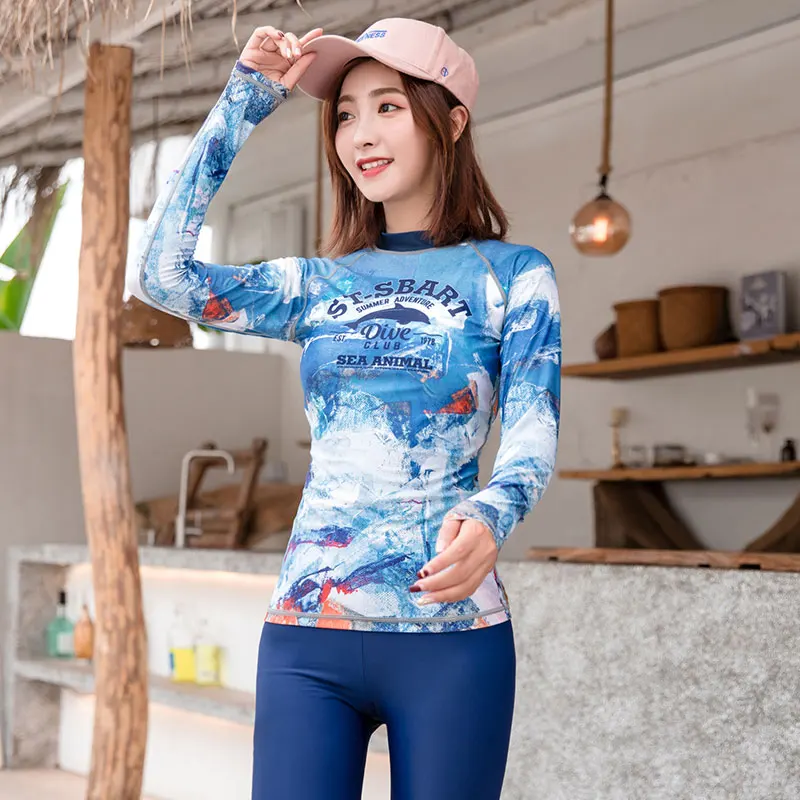 Женский купальник с топом и длинным рукавом закрытый из четырех частей UPF50 +