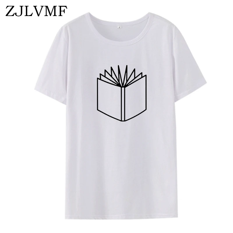 Zjlvmf Открытая книга Женская Футболка harajuku Повседневная летняя новая модная