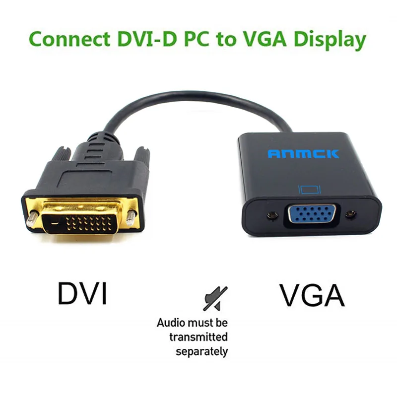 Адаптер Anmck DVI папа-VGA Мама адаптер 24 + 1 25 контактов DVI-D в VGA кабель преобразователя