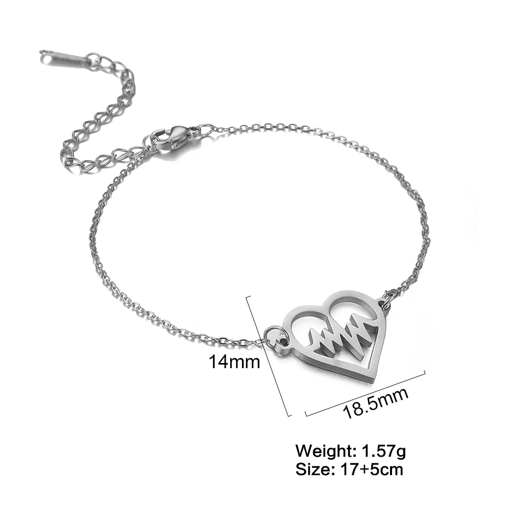 

Lucktune Crush Heart Electrocardiogram Bracelet for Women Stainless Steel Chain Love Fashion Jewelry Accessories Gift for Couple