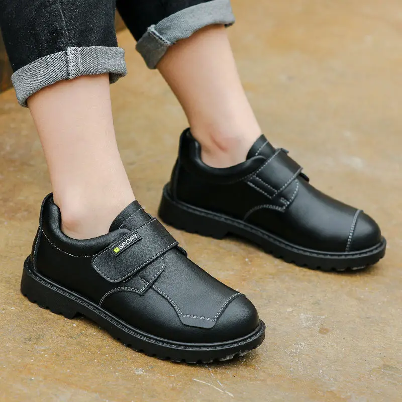 Туфли детские из натуральной кожи Осенние черные в британском стиле | Детская