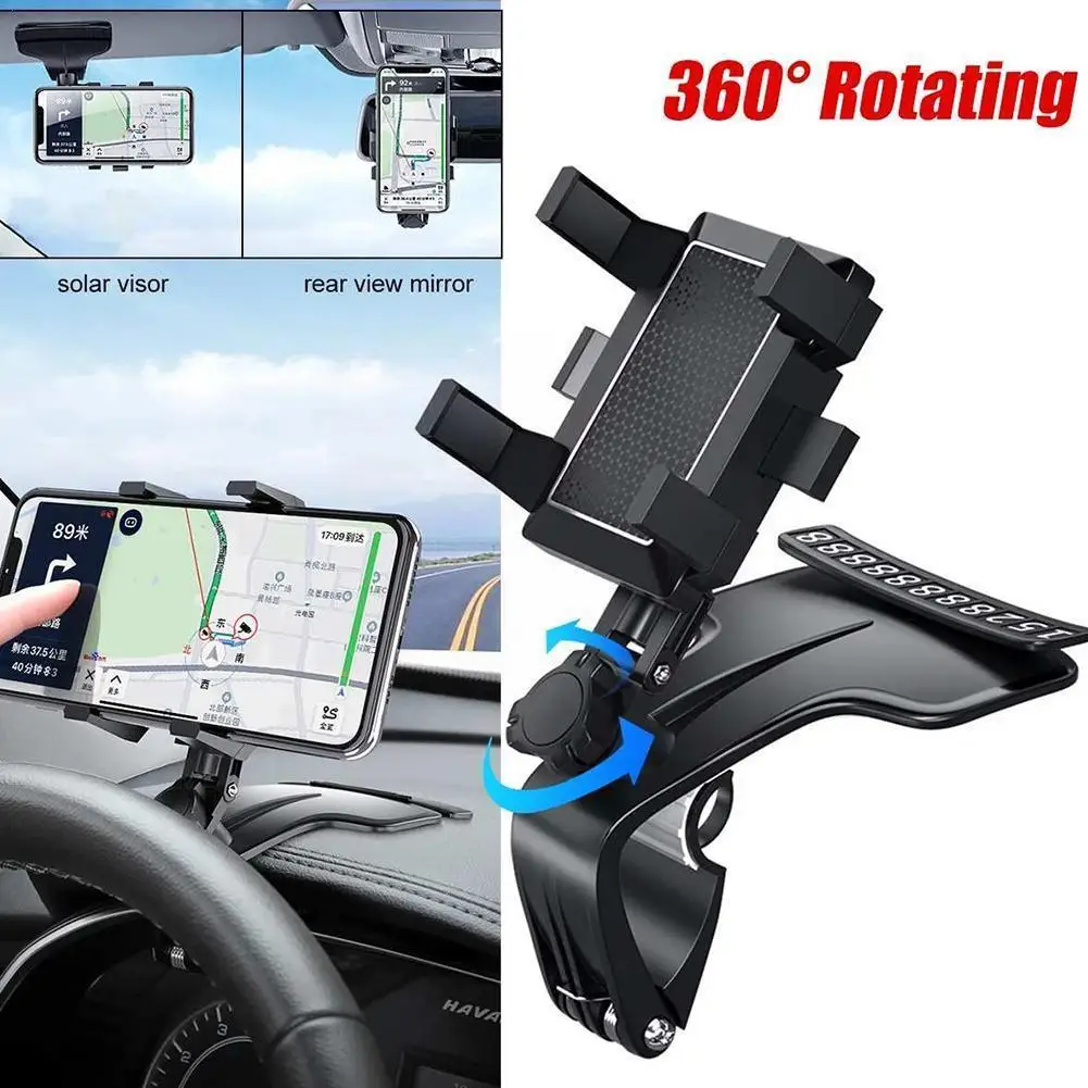 

Professional Dashboard Car Phone Holder 1200 Degree Stands Navigation Car Visor Phone Sun Bracket Mirror Mobile In Rearview Y2S4