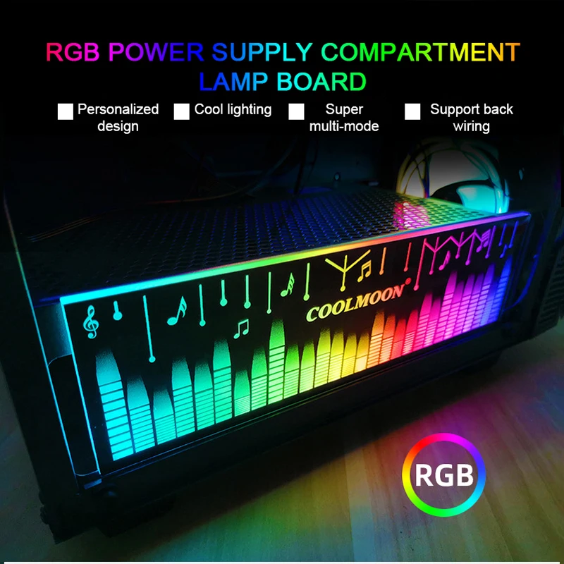 

COOLMOON RGB Light Board Power Light-Emitting Side Panel Chassis CPU Bracket RGB Color-Changing LED Power PC Box Light Board