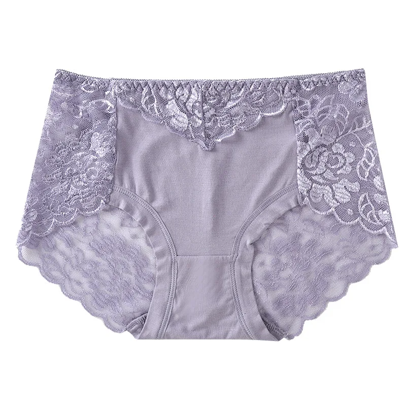 

Plus Size Women Cotton Panties Sexy Lace Hollow Mid Waist Tummy Control Breathable Female Lingerie Hip Lift Seamless Underpants