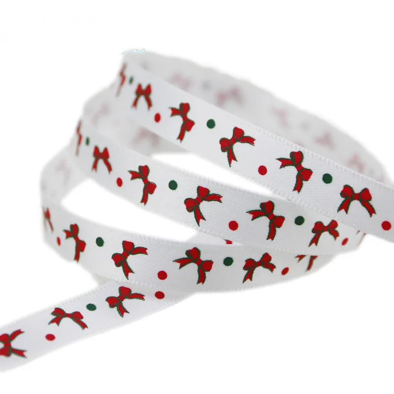 Шелковые атласные ленты 9 мм с красно-зелеными буквами (20 м/лот) для упаковки