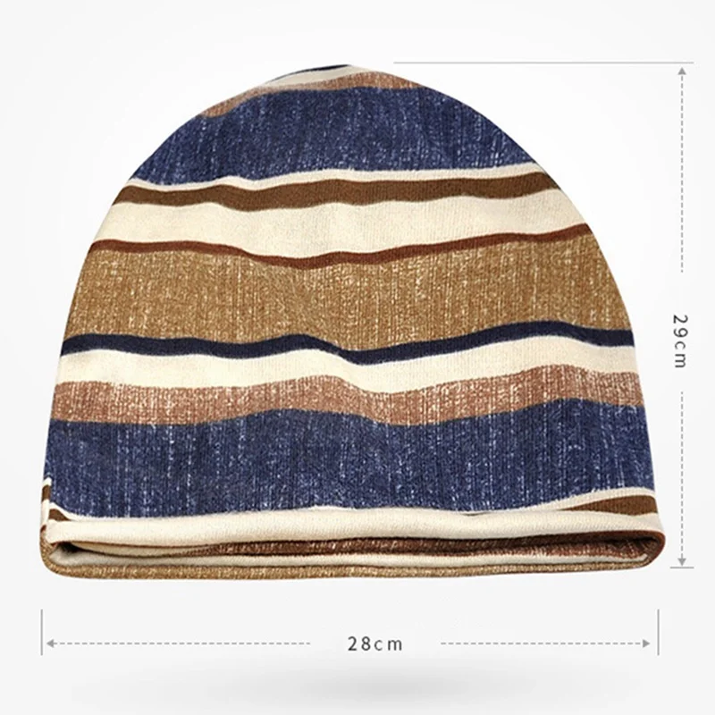 

2020 Striped Elastic Hat Bib Dual-purpose Wild Striped Street Casual Fashion Hat Winter Outdoor Curling Thermal Head Hat