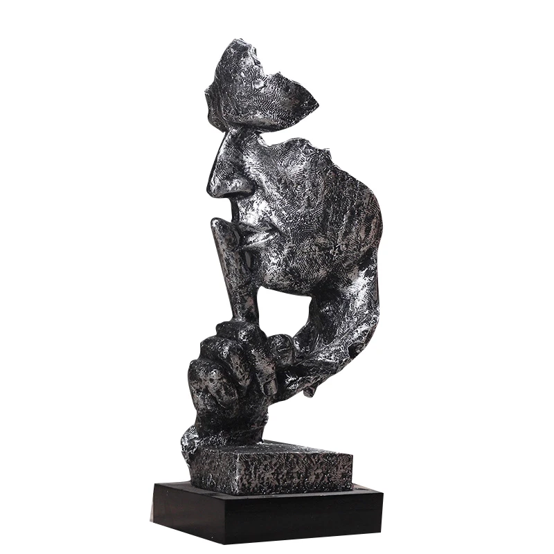

Nordic Silence Is Gold Statue Resin Abstract Sculptures Figurine Home Decoration Modern Art Office Desk Decoration TP-Ho