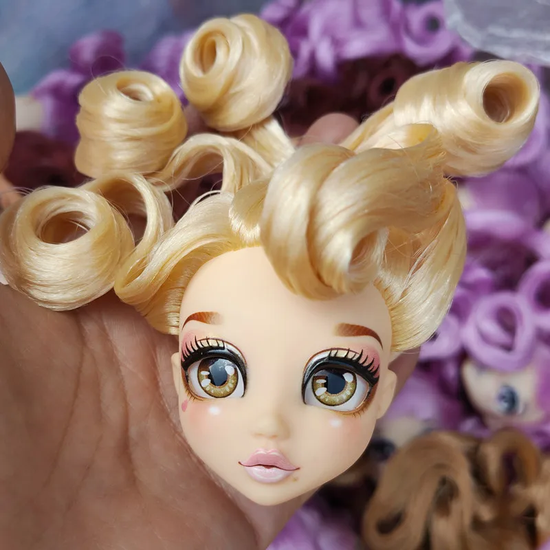 Блестящие очки милые кукольные головы красочные волосы части кукол белые