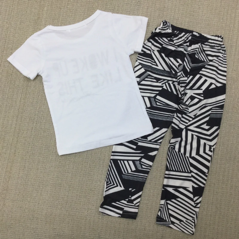 Clothing suit girls summer sports two-piece letter printed short-sleeved T-shirt + pants campus style quality children's clothes | Детская