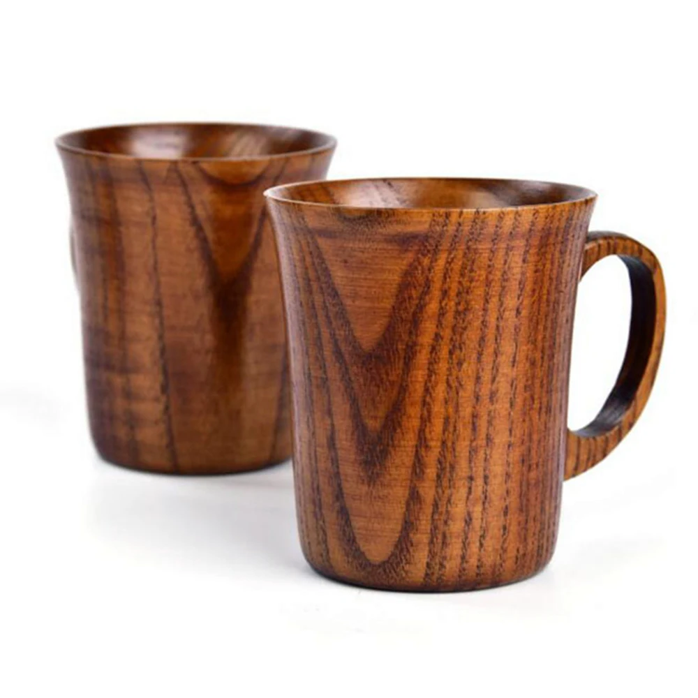 

Wooden Wood Cup 400ml Natural Wood Grain Classical Handcrafted Cups of Coffee Milk Juice Creative Tea Cup mug Japanese-style