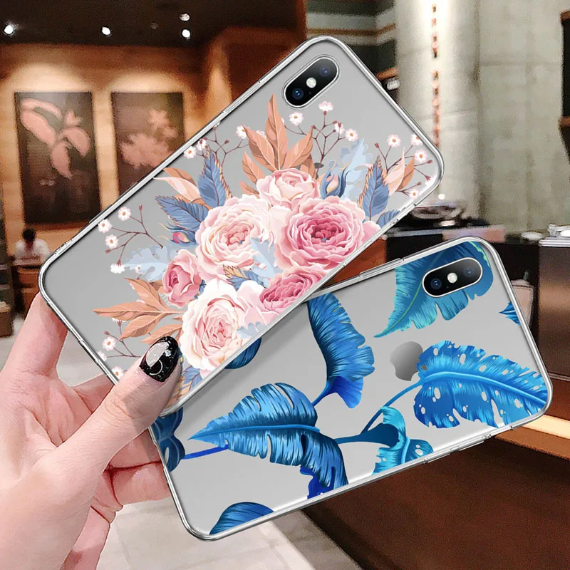 Чехол USLION с зелеными листьями для iPhone 11 Pro XR XS Max X, 3D Рельефный цветочный чехол для телефона iPhone 6, 6 s, 7, 8 Plus, мягкие силиконовые чехлы