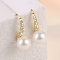 korean style earrings 925 silver jewelry with pearl zircon gemstone drop earrings for women wedding party promise gift wholesale