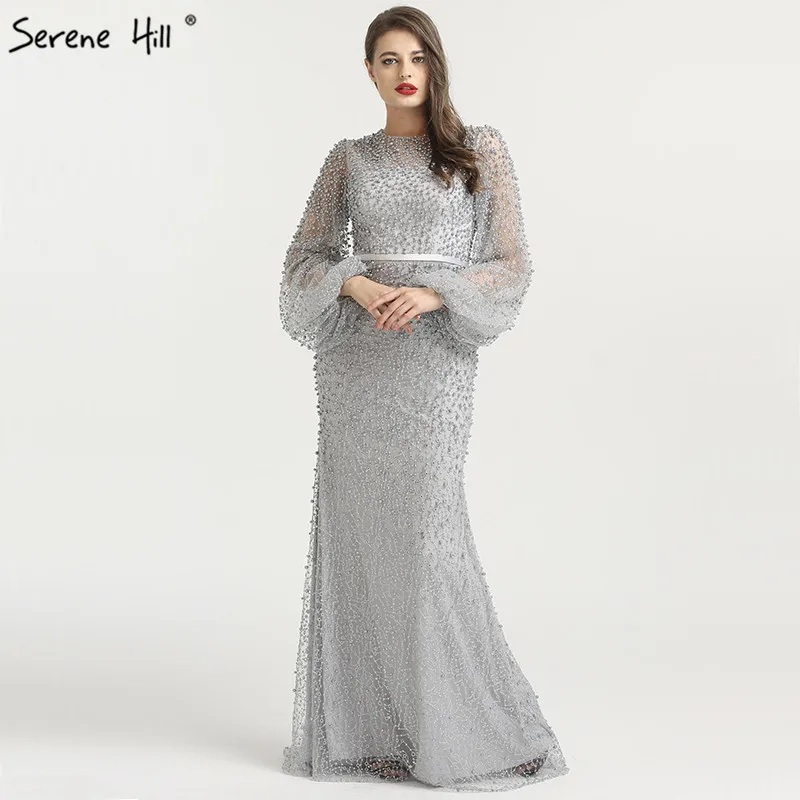 Серые Вечерние платья с жемчугом и русалочкой 2021 сексуальные модные вечерние