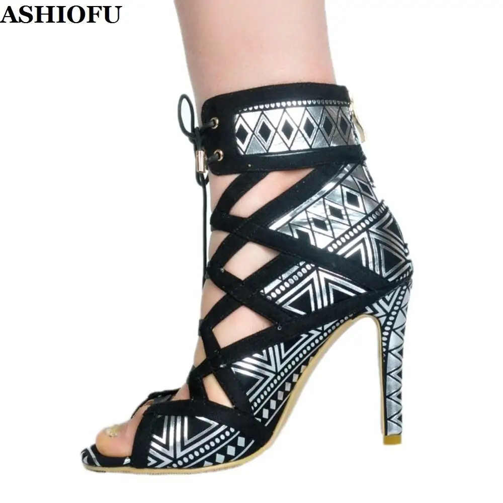 

Женские туфли-лодочки ручной работы ASHIOFU, на высоком каблуке, с перекрестными шнурками, Клубные вечерние модельные туфли с открытым носком