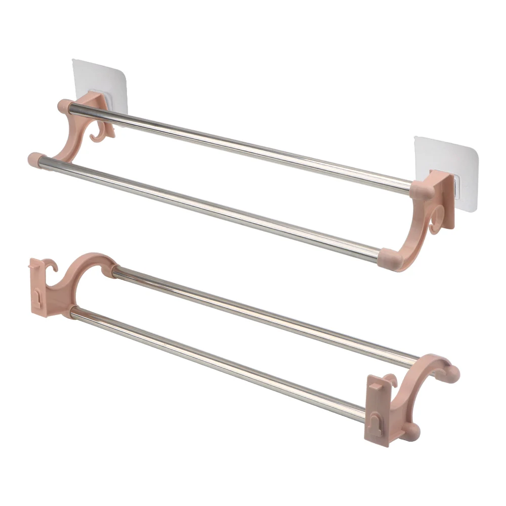 

Double-bar Towel Rack Bar Bathroom Kitchen Hanging Holder Stainless Steel Over Door Cabinet Shelf Rack Kitchen Tools