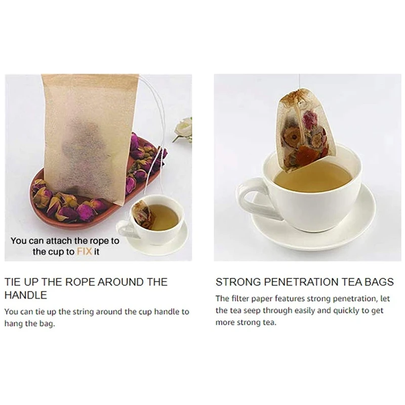 

Disposable Tea Filter Bags for Loose Tea,Drawstring Empty Bag for Loose Leaf Tea,with Natural Unbleached Paper 600 Pcs