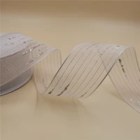 n2034 38mm white organza ribbon with lurex decorate for gift wrapping wired edges 25yards roll