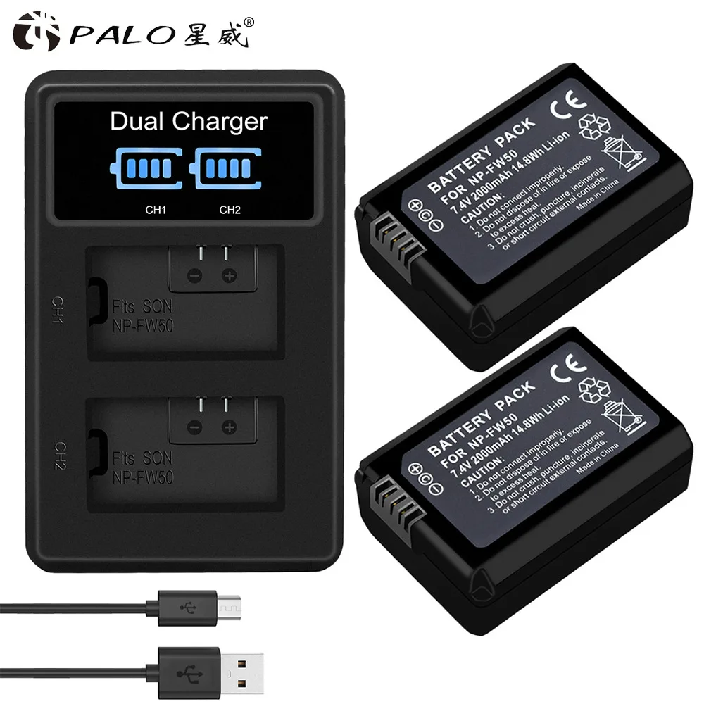 With charger Пало NP FW50 Батарея 2000 мА/ч, NP-FW50 FW50 цифровая камера Батарея для sony Альфа A7SM2 A5000/6000/35/55 RX10 II III NEX-F3/3N - Цвет: With charger