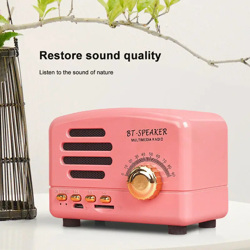 Raido Mini Speaker Radio Vintage Style Bluetooth V4.0 Support FM TF Card Wireless UY8 | Электроника