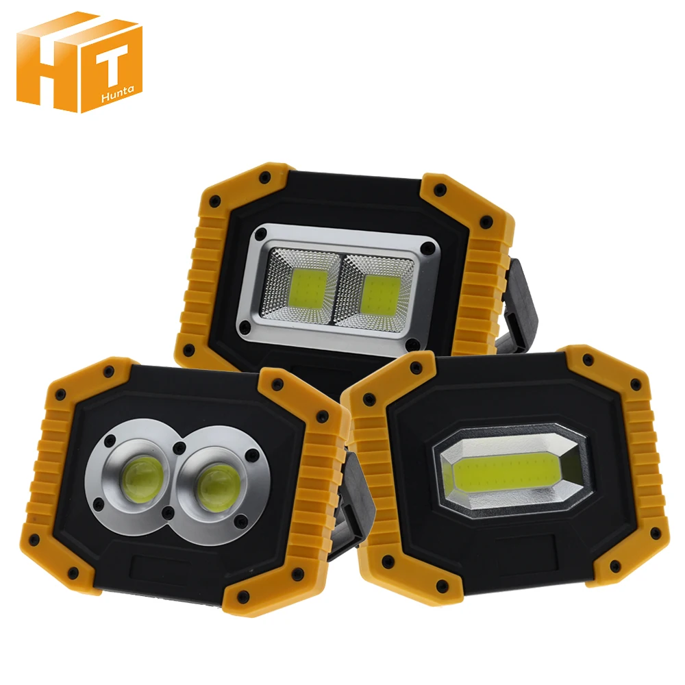 Portable LED Floodlight Rechargeable 18650 Battery Powered 20W Work Light Outdoor waterproof Spotlight for Camping Emergency.