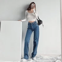 hips trousers split straight womens jeans 2021 summer new solid color jeans woman texture slim pants sexy high waisted
