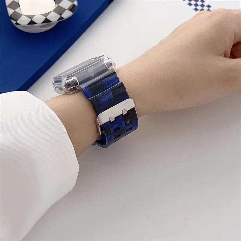 Ремешок спортивный для Apple Watch Band Series 7 6 SE 5 4 3 Силиконовый Сетчатый браслет iWatch 45 мм