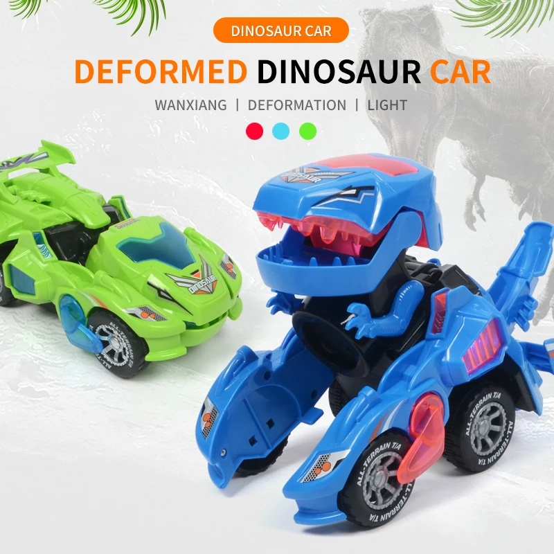 Dropshipping LED Deformation Dinosaur Car Kids Toys Automatic Transform Cars With Light/Music Toy For Children Gift | Игрушки и хобби