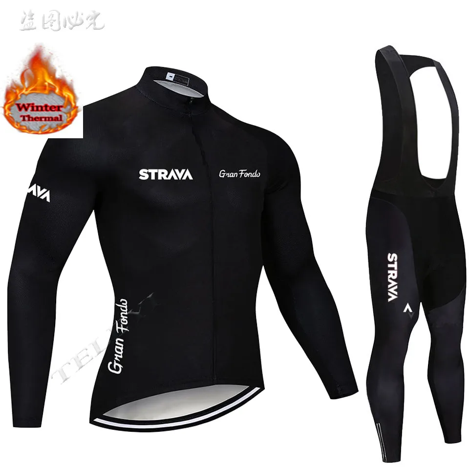 STRAVA велосипедная майка мужская pro team зимний теплый флисовый комплект с длинным рукавом MTB велосипедная Одежда Майо Ropa Ciclismo Hombre