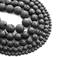 8mm black natural volcanic stone beads for jewelry making diy men accessories bracelet material loose round bead wholesale p901