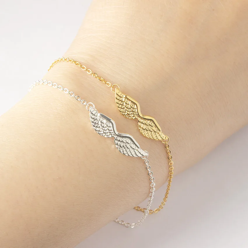 

Stainless Steel Angel Wing Women's Bracelet Retro Gothic Bracelet Women's Gold Color Pulsera Jewelry Birthday Gift
