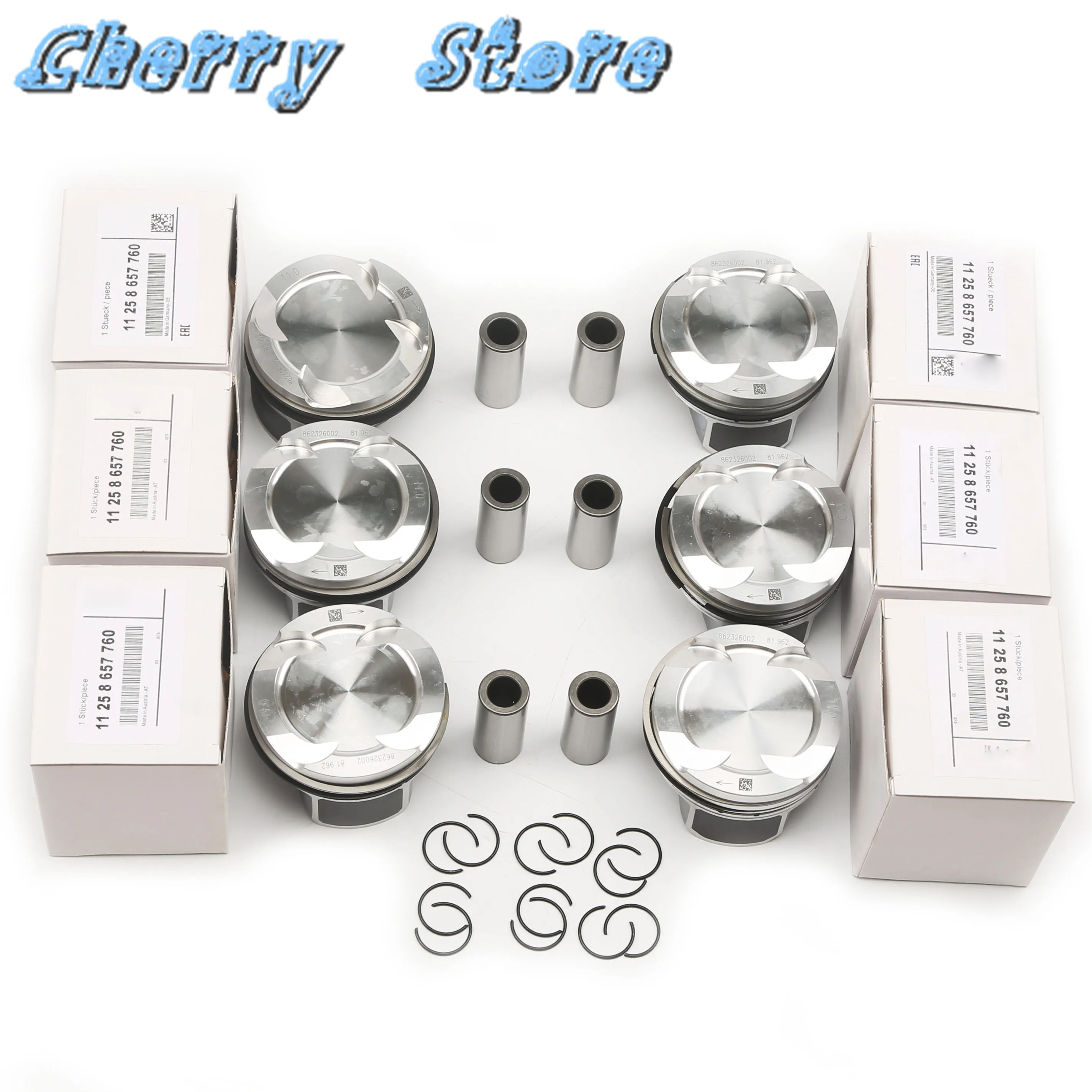 

New 6Pcs Engine Pistons & Rings Assembly 82MM 22MM 11258657760 For BMW F20 M140i F22 M240i F30 340i xDrive M F32 F36 440i xDrive