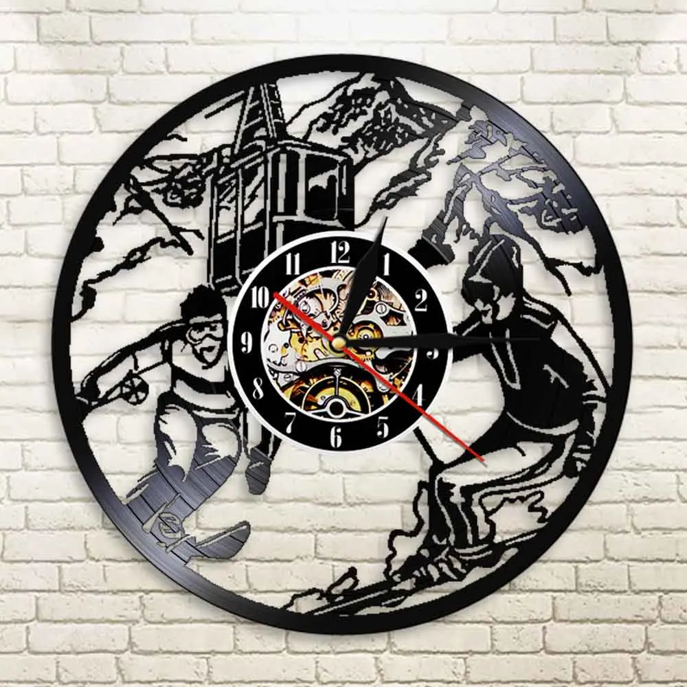 Настенные часы с виниловой пластинкой для катания на лыжах сноуборде настенные