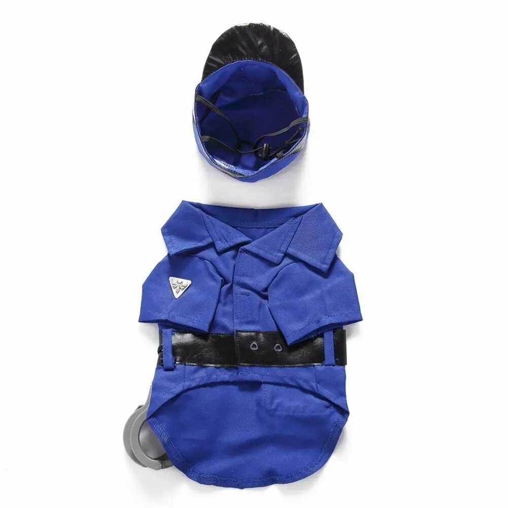 Pet Dog Costume Mini Police Uniform Suit With Hat Handcuffs Halloween Xmas Puppy Apparel Cool Cute Dogs Pet Cosplay Clothing