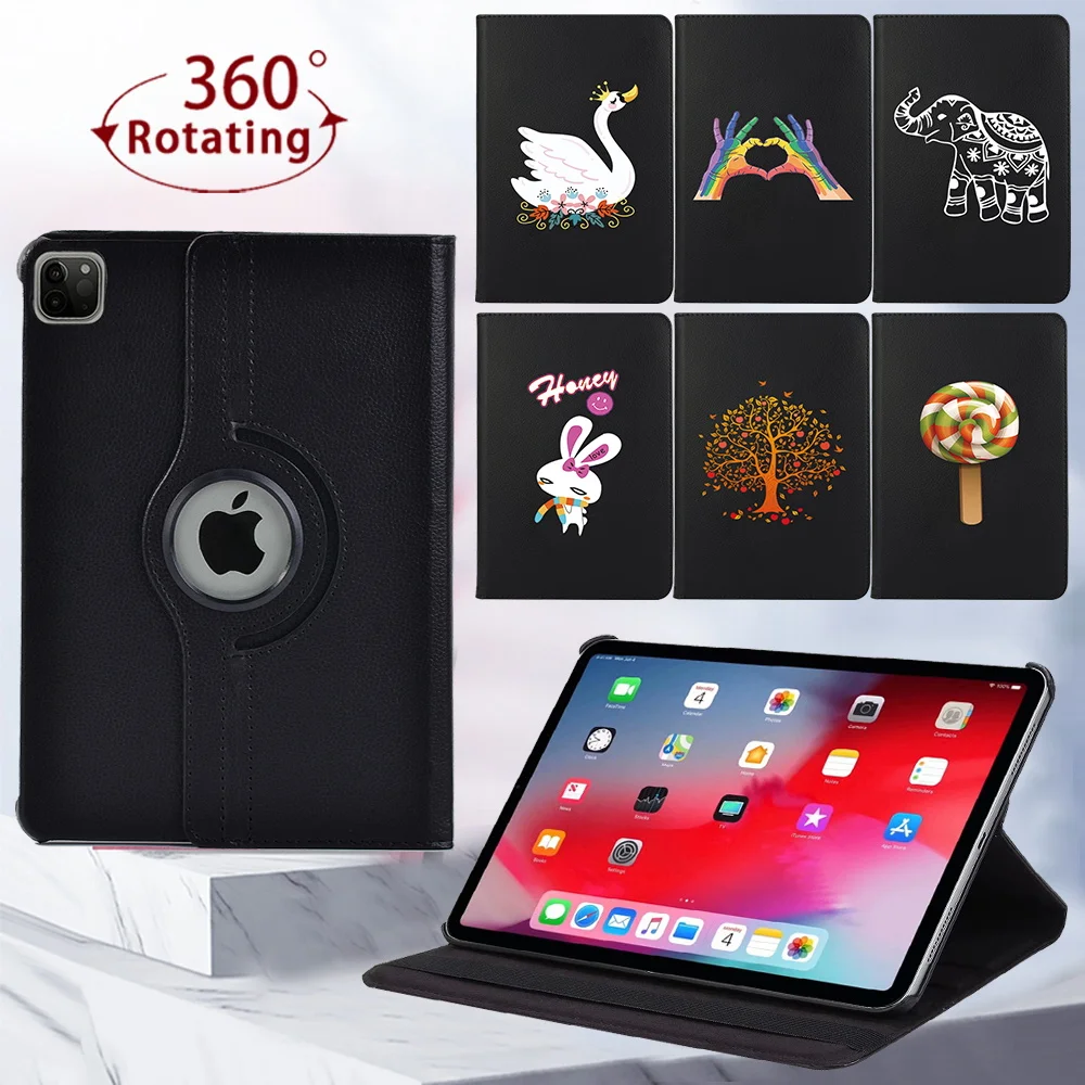 

For Apple IPad Air 4/Air 3/Air 1/Air 2 360 Rotating Tablet Case Cartoon Pattern Series Cover Case + Free Stylus