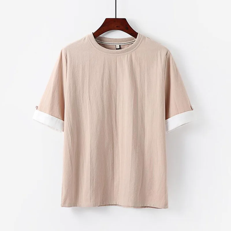 Футболка мужская оверсайз большие размеры 5XL 6XL из хлопка и льна с коротким