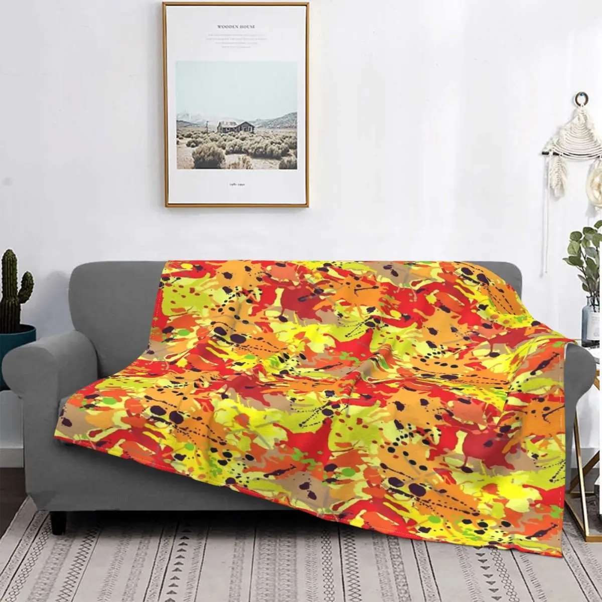 

Manta con patrón de Pintura abstracta, colcha para cama a cuadros, 135