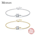 Женские браслеты-цепочки Modian из серебра 925 пробы с квадратными прозрачными фианитами, Изящные Ювелирные украшения для свадьбы