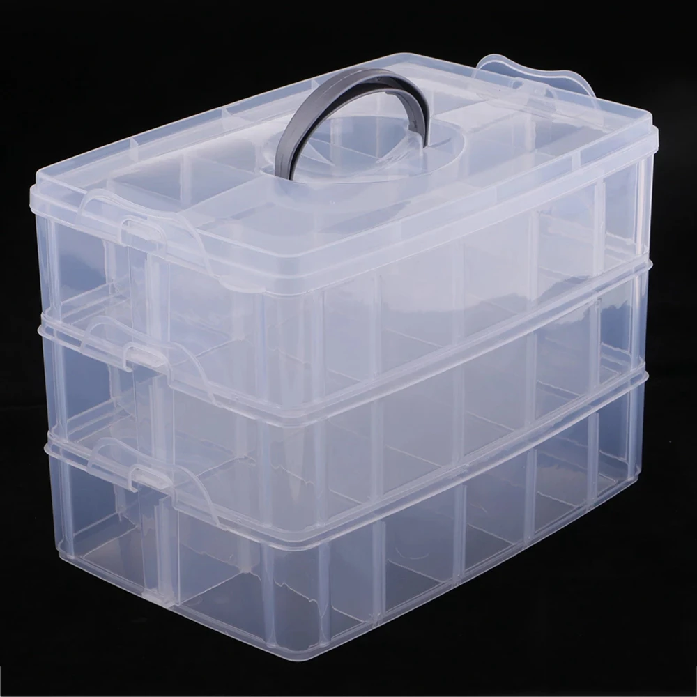 30 Grids Clear Plastic Storage Box For Toys Rings Jewelry Display Organizer Makeup Case Craft Holder Container Porta Joias