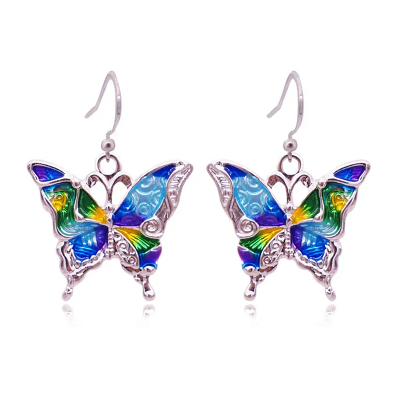 1 пара носков с изображением разноцветной эмалью в виде бабочки серьги модные