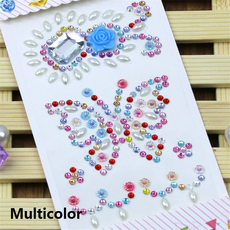 CA475-Multicolor 1 лист акриловые стрекозы искусственные бриллианты с повторяющимся цветом DIY Ручная работа телефон украшение автомобиля Скрапбукинг Ремесло стикер кристалл аксессуары - Цвет: CA475-Multicolor
