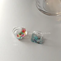 fashion new personality geometric acrylic resin ring female gravel temperament exaggerated ring gift for girlfriend wholesale