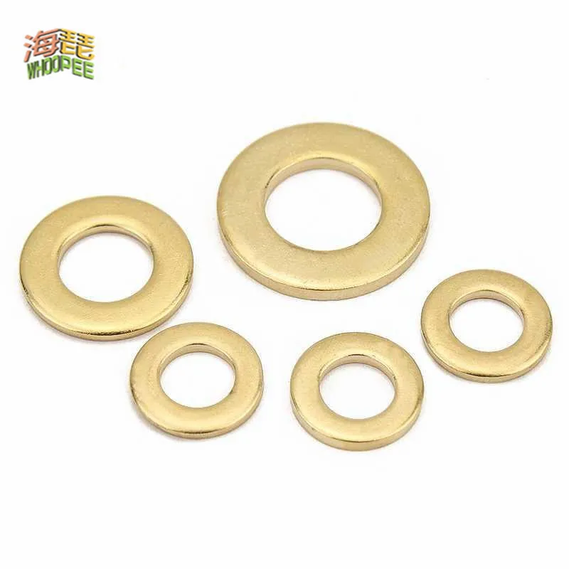 10/50pcs M2 M2.5 M3 M4 M5 M6 M8 M10 M12 M14 M16 M18 M20 GB97 DIN125 Solid Brass Copper Flat Washer Plain Gasket Pad High Quality |