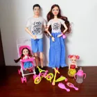 Семейные куклы на 4 человека, костюмы для мамыпапыКеллитележки, игрушки для девочек, модные куклы для беременных, детские игрушки, подарок на день рождения