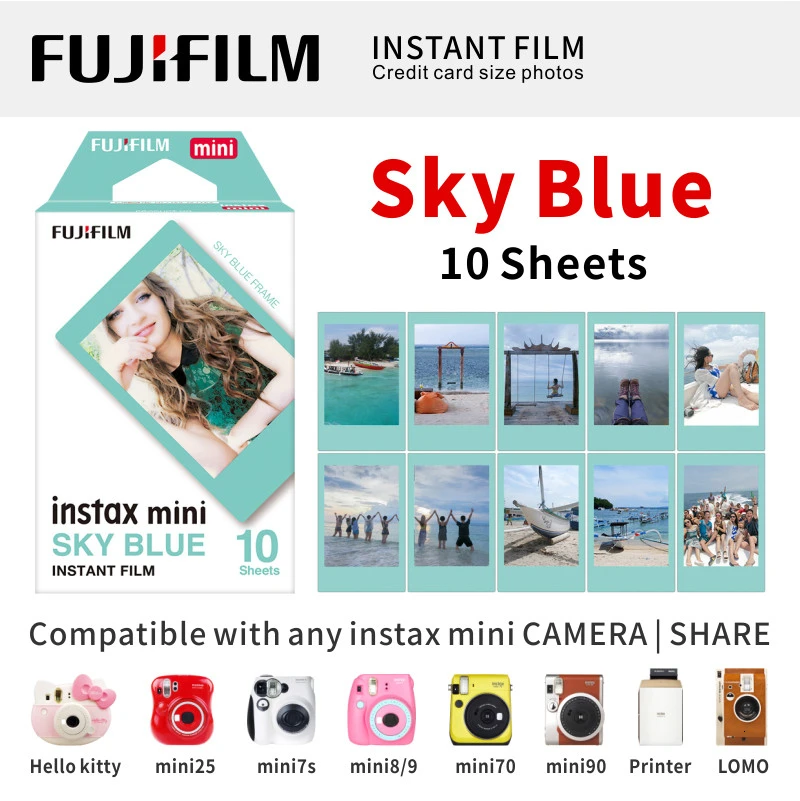 Sky Blue 10 Sheets Fujifilm Instax Mini 8 пленка 10 листов Синий Rilakkuma hello kitty Fuji фотобумага для 70 50s 7s 90 25 SP2 LOMO мгновенная камера - Цвет: Sky Blue 10 Sheets